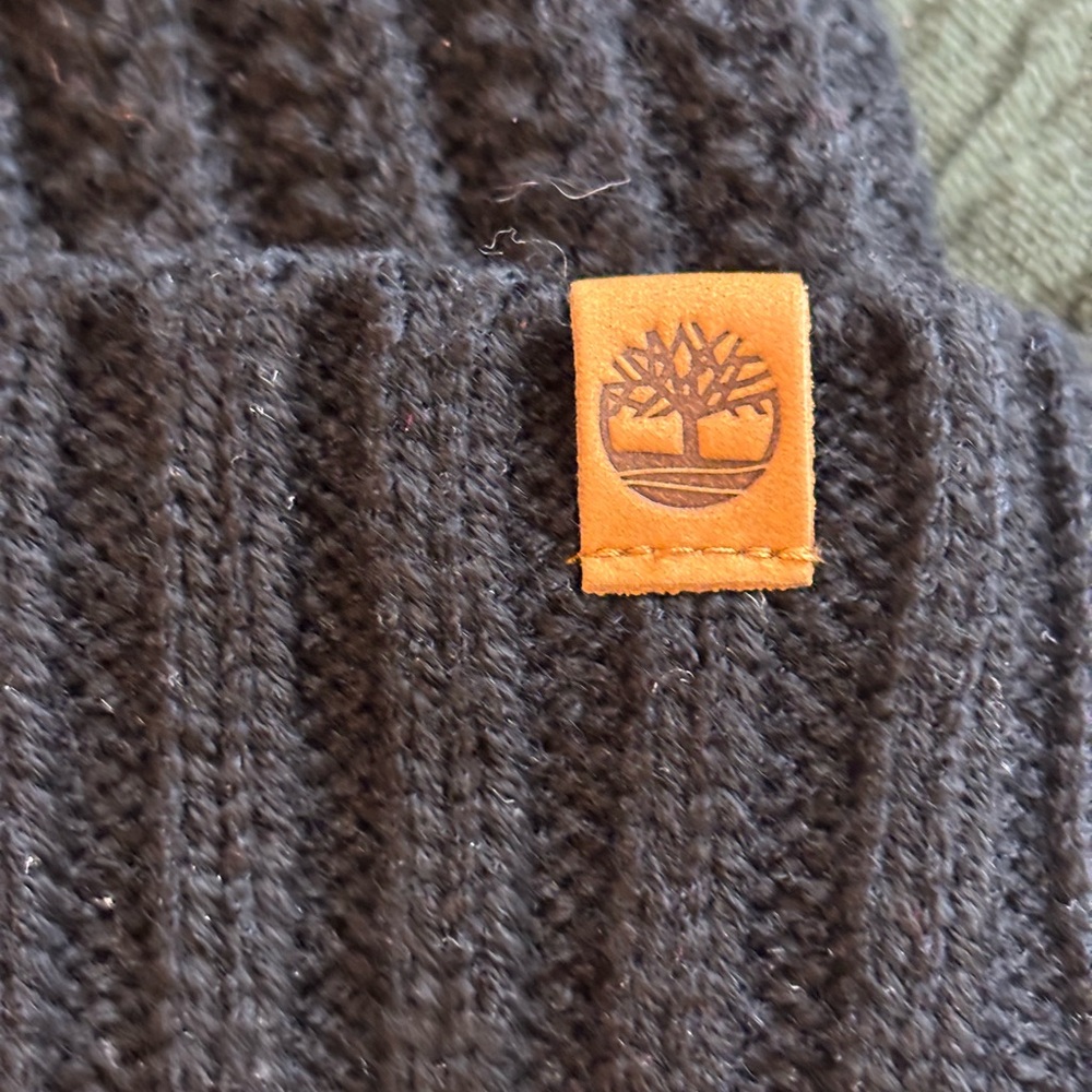 Timberland Black Knit Beanie with Pom-Pom 044 - Picture 3 of 5